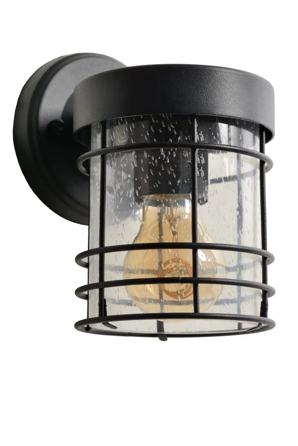 Lucide KEPPEL - Wall light Indoor/Outdoor - 1xE27 - IP23 - Black - turned off